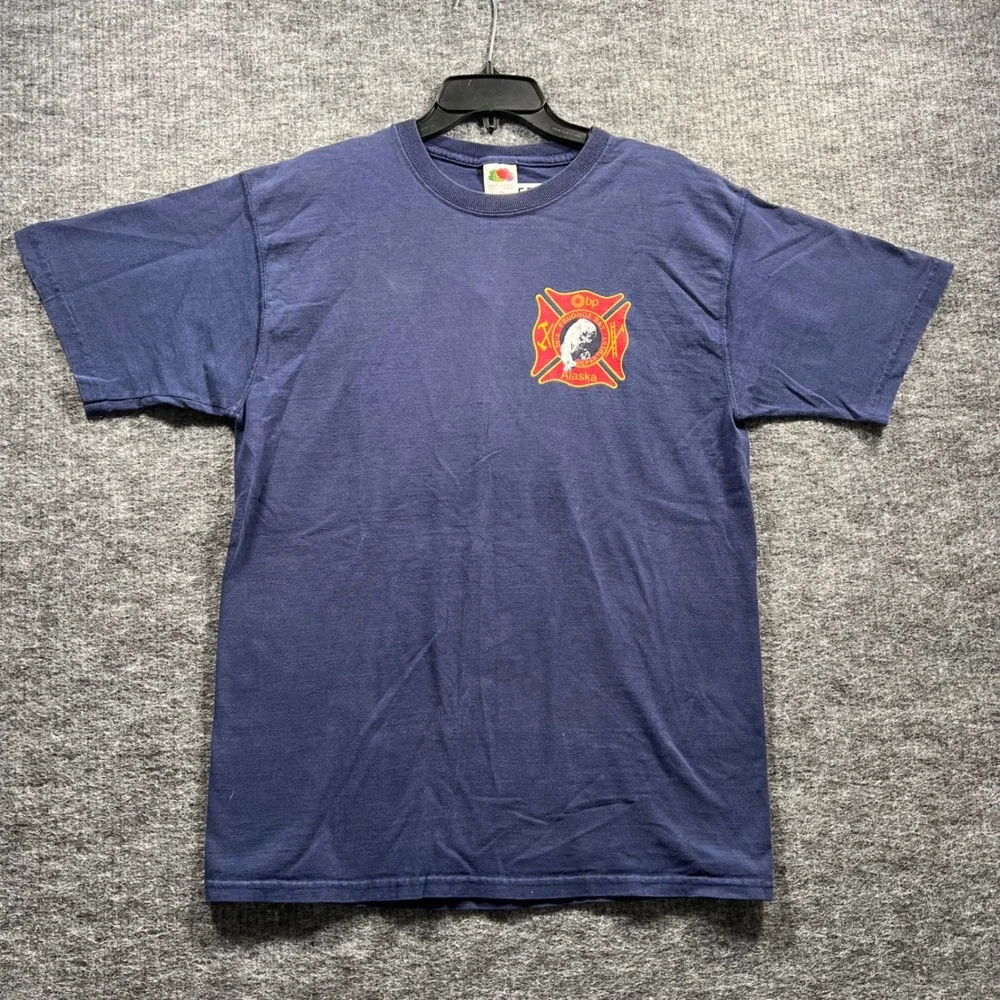 Fruit of the Loom Prudhoe Bay Fire Dept Alaska Firefighter II T-Shirt Navy Large